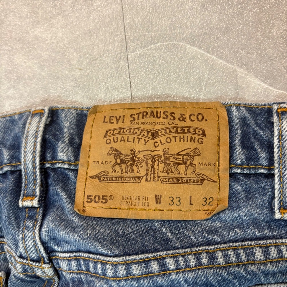Vintage Levis 505 Mens Orange Tab Straight Leg Blue Jeans 33x32 Medium Wash - Picture 3 of 6